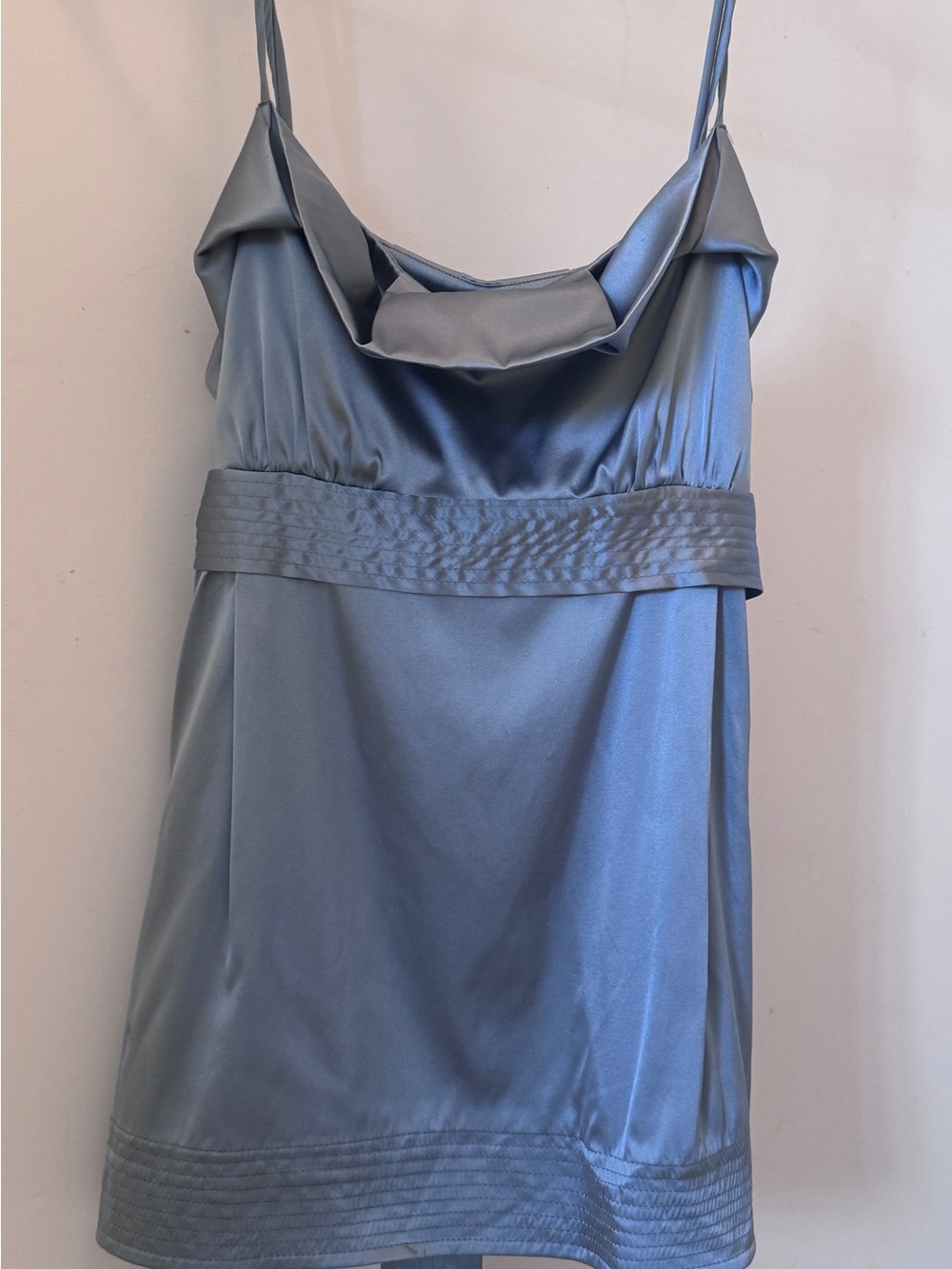 BCBGMaxAzria Steel Blue Satin Cowl Neck Camisole